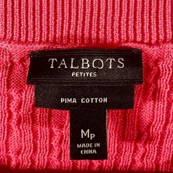 Talbots Petites Coral Cable Knit Button Up Cardigan Sweater Mp - Picture 7 of 10